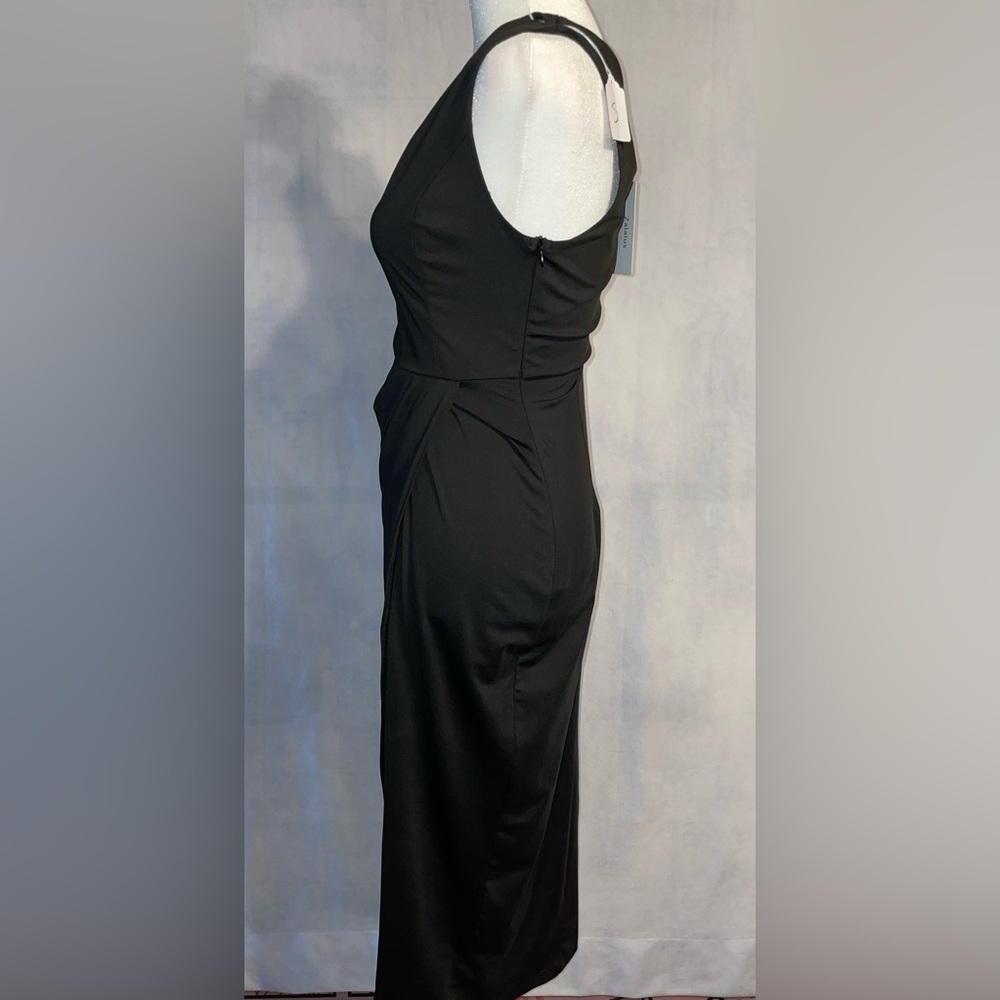 Zalalus women’s size small fitted little black dress with slit one shoulder - Picture 3 of 10